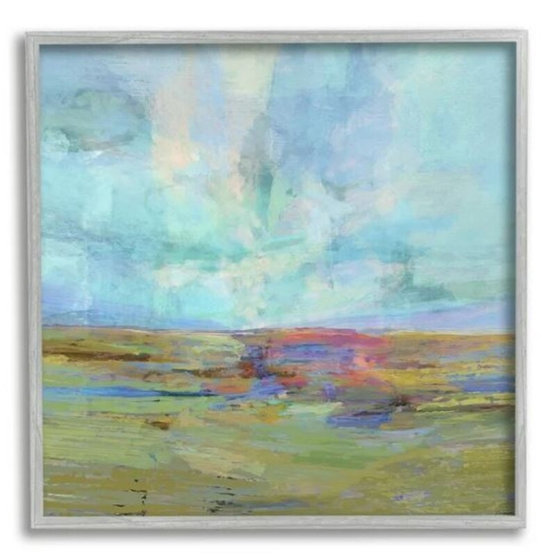 Layered Abstract Grassland Framed Giclee
Green Blue Red Gray Size: 12 x 12H