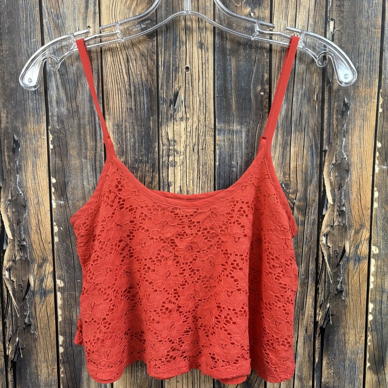 Coral Crochet Crop Tank, Size: S