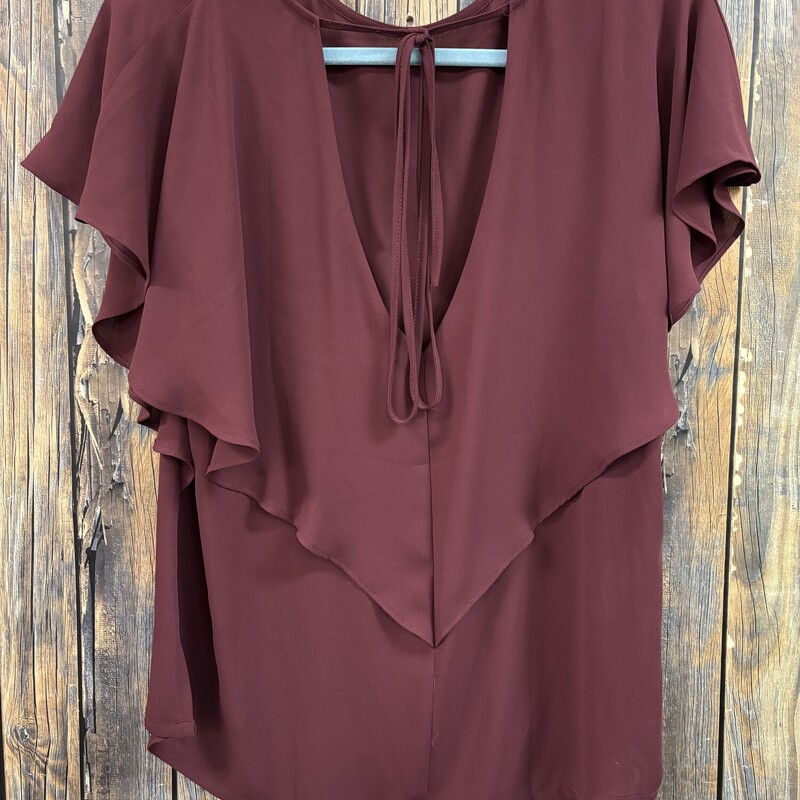 Sheer Merlot Tie Back Top, Size: M