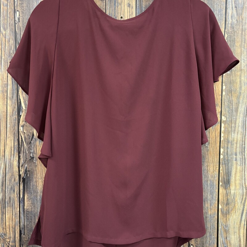 Sheer Merlot Tie Back Top, Size: M