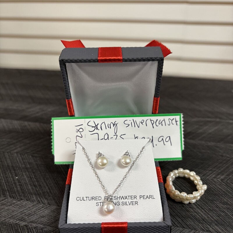 Sterling Silver Pearl Set