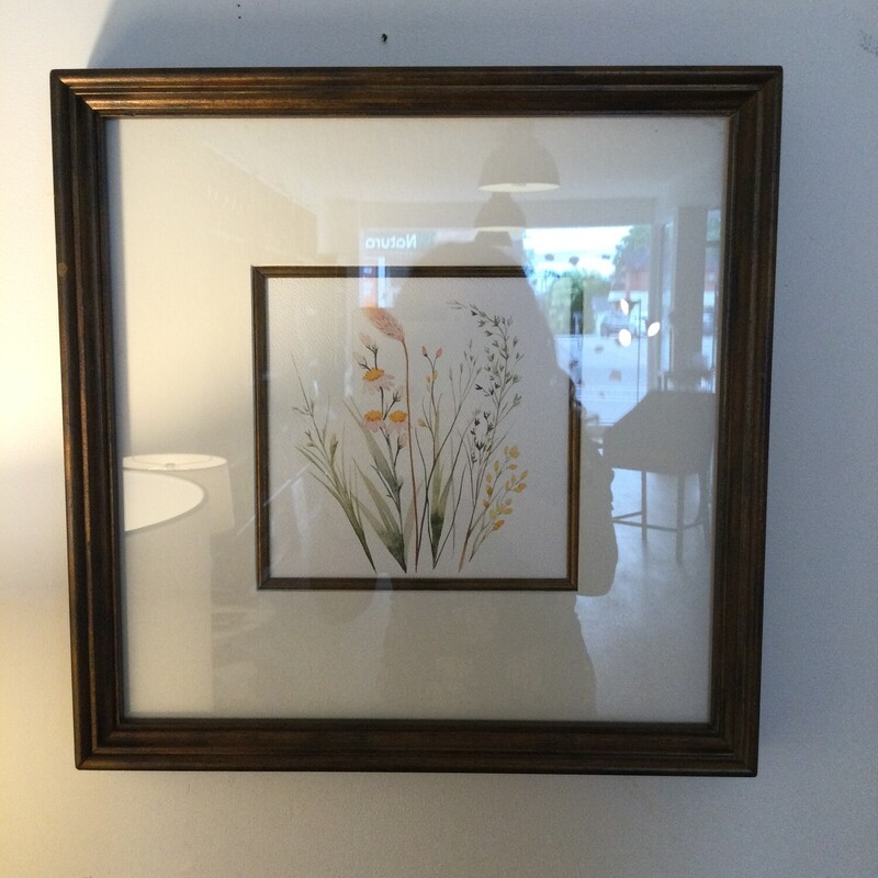Framed Water Color,
Brown/Multi,
Size: 15.5 X 15.5 In