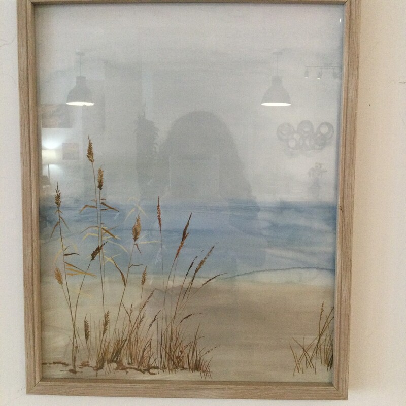 Framed Beach Scape,
Blue/Sand,
Size: 21 X 17 In