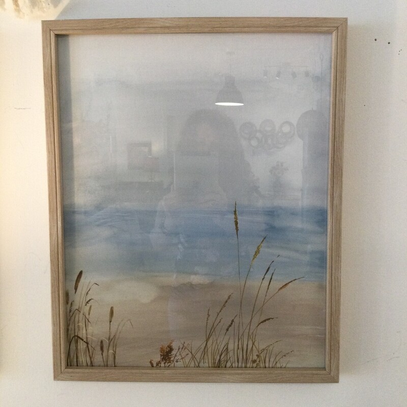 Framed Beach Scape,
Blue/Sand,
Size: 21 X 17 In