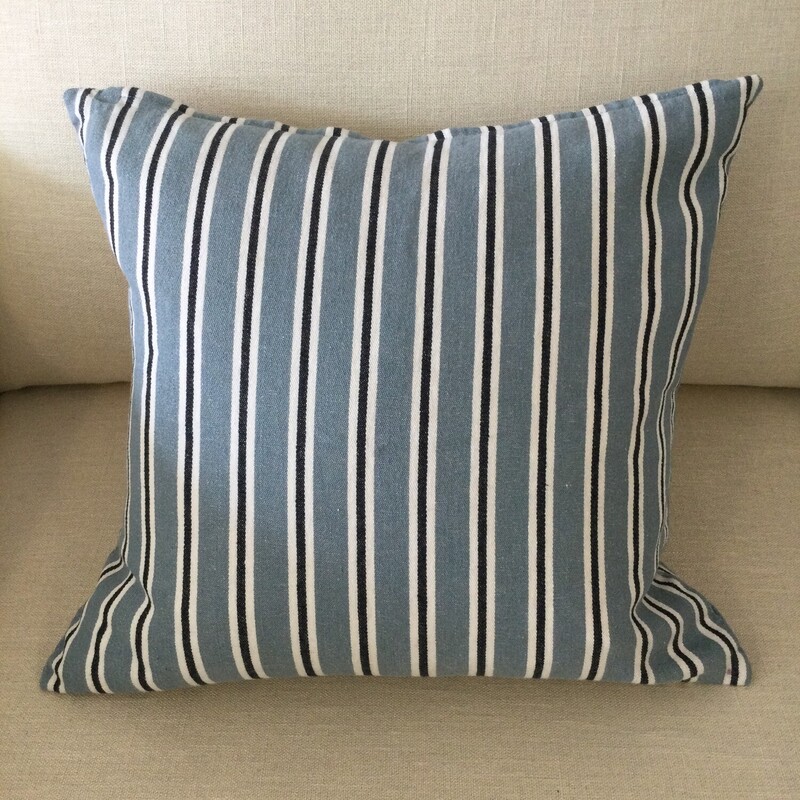 Striped Toss Cushion,
Blue/White/Black,
Size: 19 X 19 In