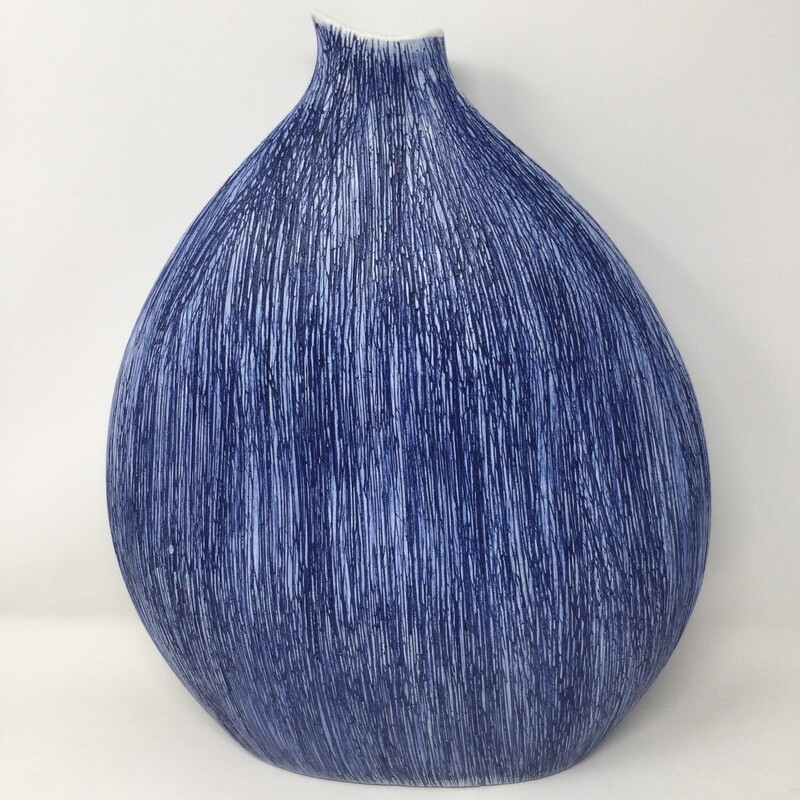 Large Ceramic Vase,
Blue/White,
Size: 16 X 13 In