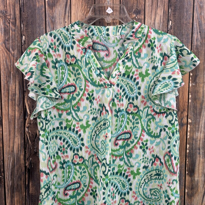 Green Paisley Top, Size: M