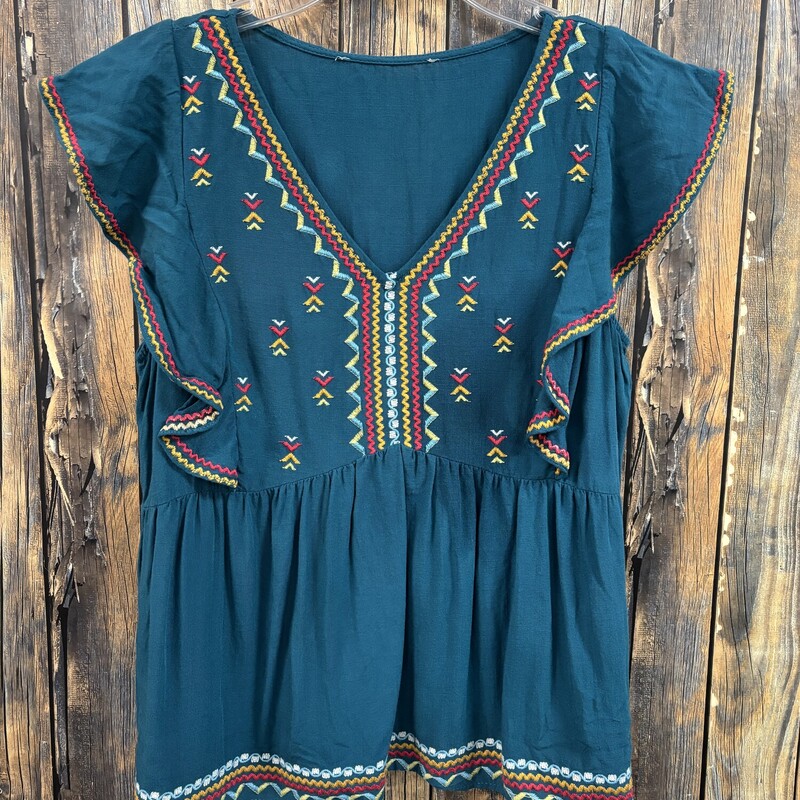 Teal Crochet Aztec Top