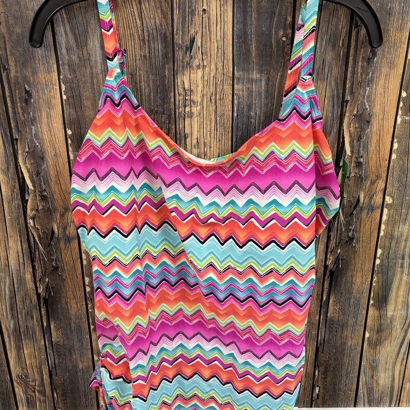 Pink Chevron Swim Top, Size: 16