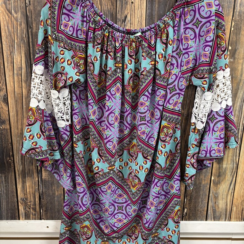 Purple/Teal Crochet Top