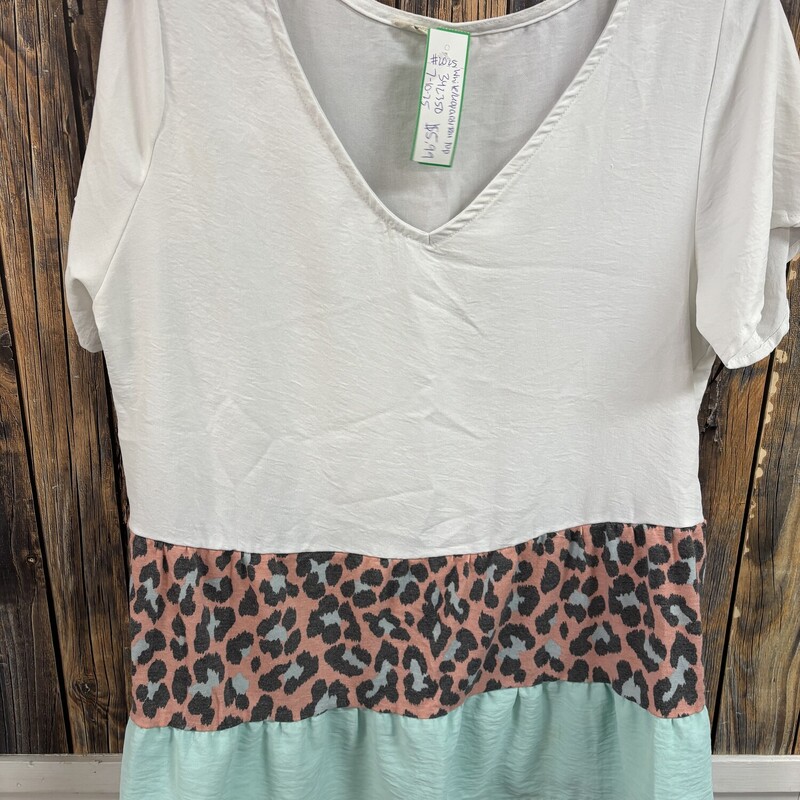 White/Leopard/Teal Top