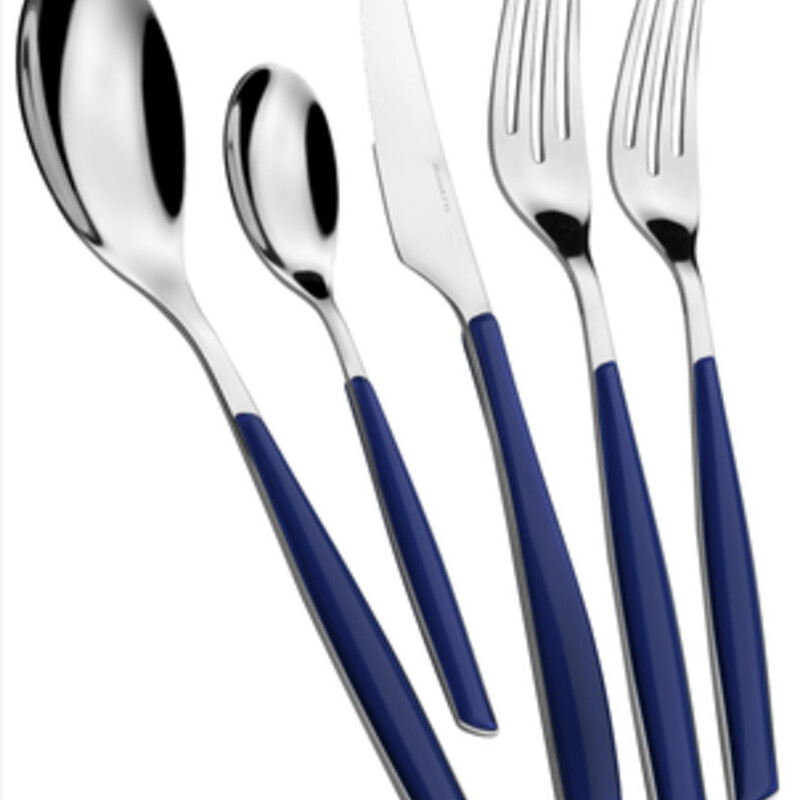 5pc Bugatti Glamour Flatware
Glossy Navy
Size: 2x9/5pc
Glamour 5 Piece Set made of the highest quality of Stainless steel 18/10 with coloured handle in SAN material. This set of flatware looks very chic, modern and delicate and is available in many colours which you can mix and match so that your table can be colorful and funky. The set includes 1 knife, 1 tablespoon, 1 dinner fork, 1 desert fork and 1 european size desert spoon. Dishwasher safe up to 130 degrees Farenheit.
Mix with Other Colors For a Festive Look!
Coordinating Pieces Sold Separately
NEW RETAIL $75+