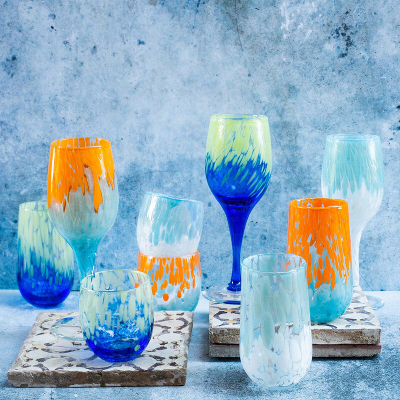 Vietri Nuvola Wine Glass<br />
Blue White Size: 3.5 x 9.5H<br />
NEW<br />
Single wine glass, matching and coordinating glasses sold separately<br />
Retails: $59 for one<br />
<br />
Say cincin to chic Italian stylw with the Nuvola White and Light Blue Wine Glass, a bright and striking one-of-a-kind work of art.