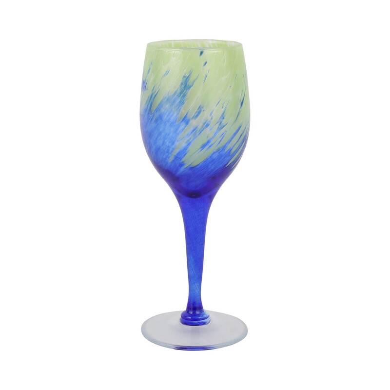 Vietri Nuvola Wine Glass
Blue Green Size: 3.5 x 9.5H
NEW
Single wine glass, matching and coordinating glasses sold separately
Retails: $59 for one

Say cincin to chic Italian stylw with the Nuvola Green and Blue Wine Glass, a bright and striking one-of-a-kind work of art.