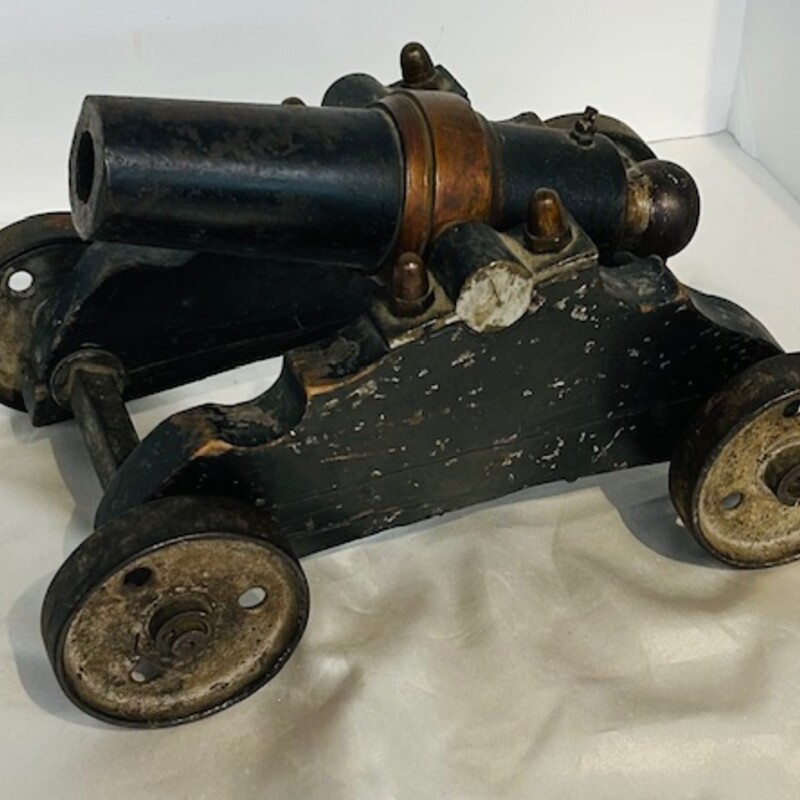 Vintage Cast Iron Cannon
 Black and Brown
 Size: 11x7H