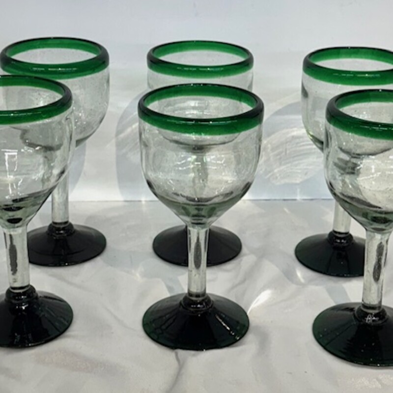 6 Blown Glass Goblets