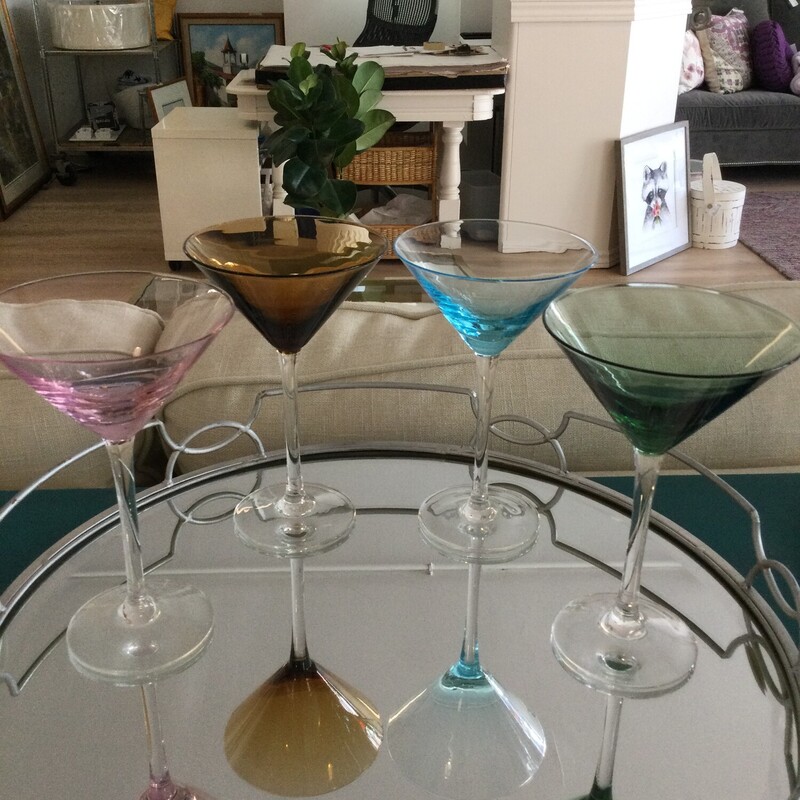 Set 4 Martini Glasses, Multi