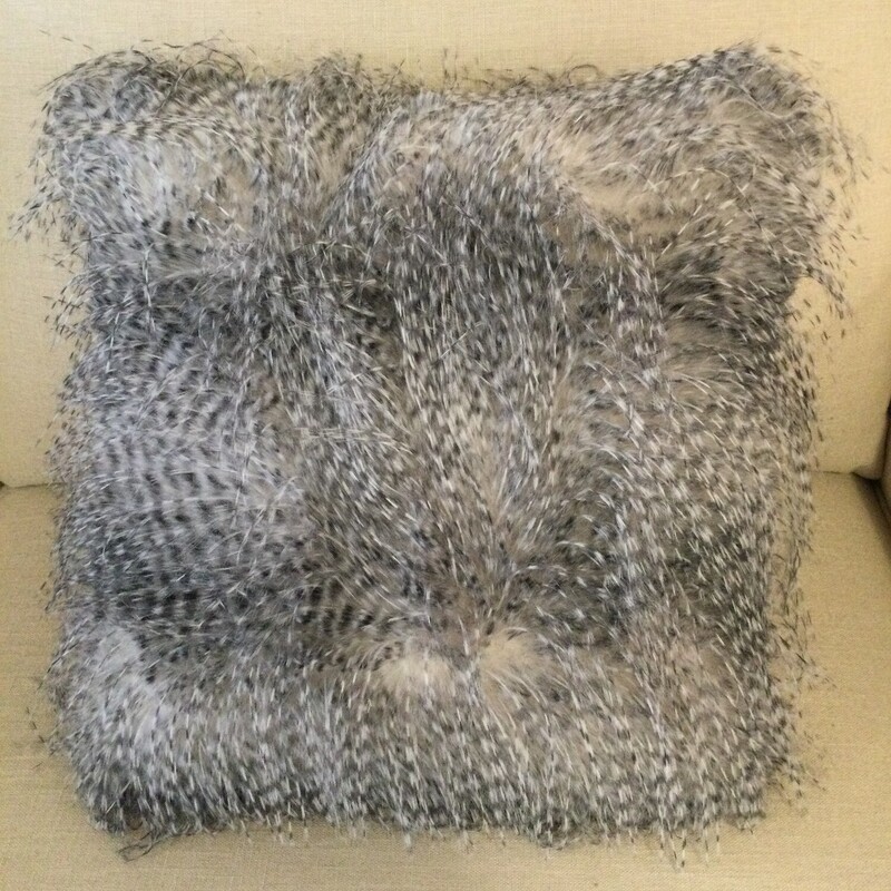 Faux Fur Toss Cushion,
Black/Grey,
Size: 20 X 20 In