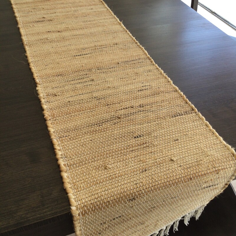 Woven Jute Table Runner,
Natural/Ivory,
Size: 72 X 13.5