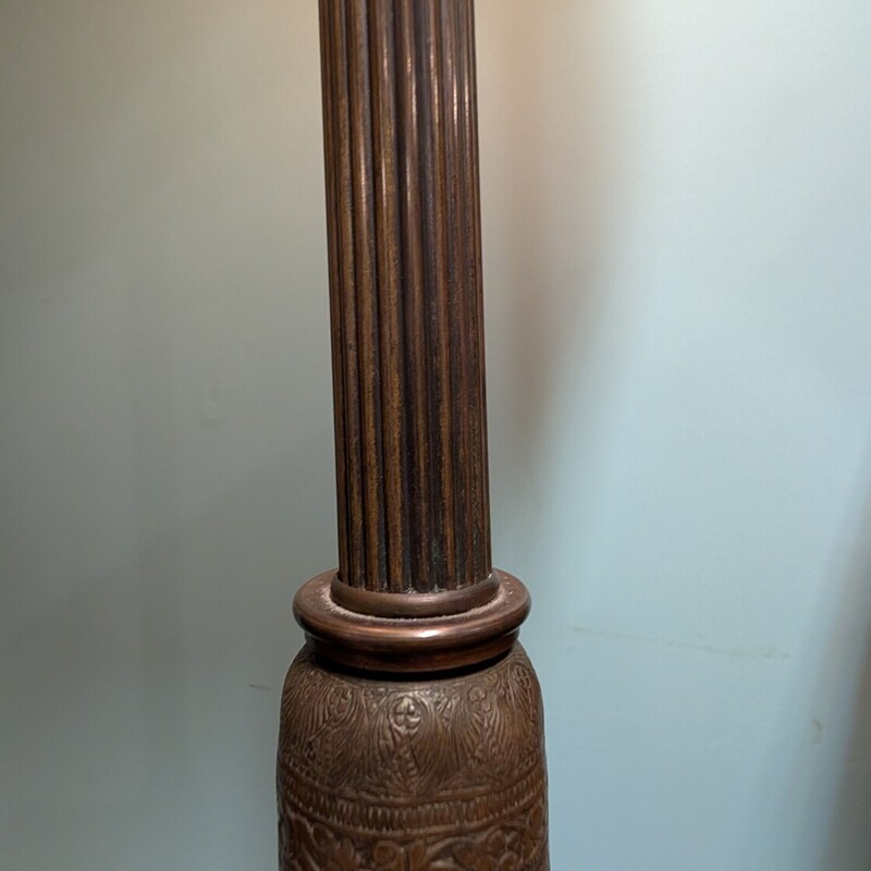Antique Brass Horn Floor, Etched, Asian
16 x 72h