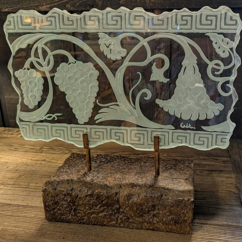 Grapes Etched Glass