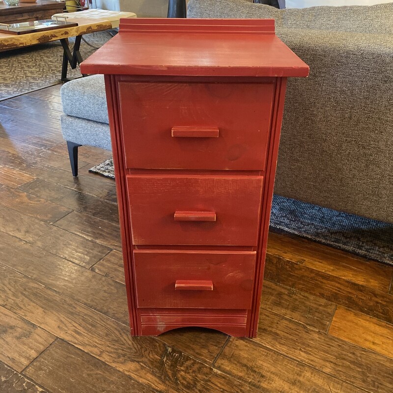 Red Three Drawer
