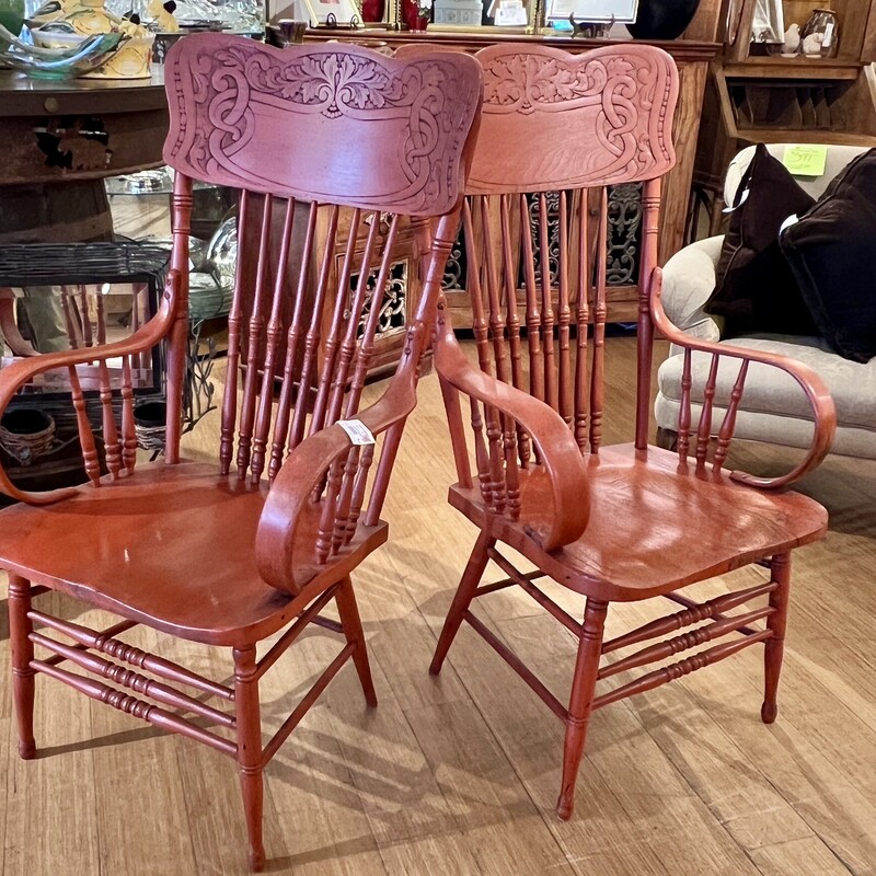 Chair Spindle/Pressed Back, Red, Size: PAIR