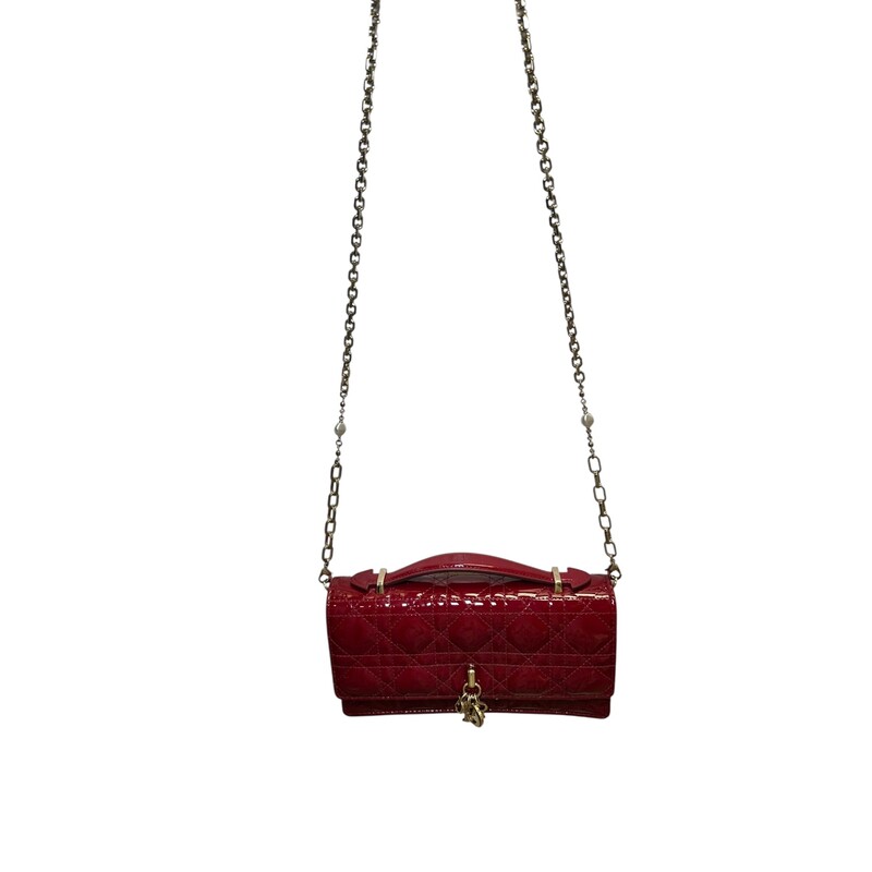 Dior My Dior Top Handle Patent Leather Crossbody<br />
<br />
Serial Code:47MA *0245<br />
<br />
Dimensions:8.5 x 4.5 x 2 inches<br />
<br />
In very good condition. Minor marks on the hardware.<br />
<br />
Comes with the original dust bag and box.