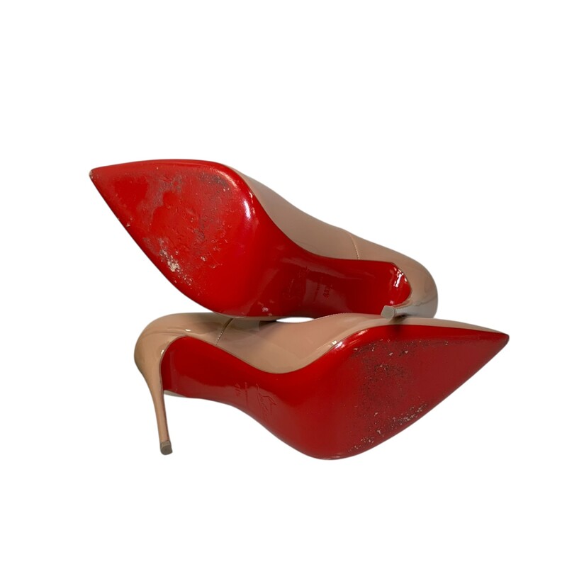 Louboutin So Kate Nude Patent Leather Pumps<br />
<br />
Size 41.5<br />
<br />
In very good ocndition Some wear on bottoms.<br />
<br />
Comes with the original dust bag and box.