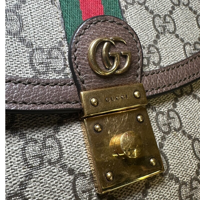 Gucci Ophidia Top Handle 2 Way Bag

Style Code:651055 520981

Dimensions: 10 L x 6 H inches

In very good condition. Some scratching on the hardware.

Does come with original dust bag and box.