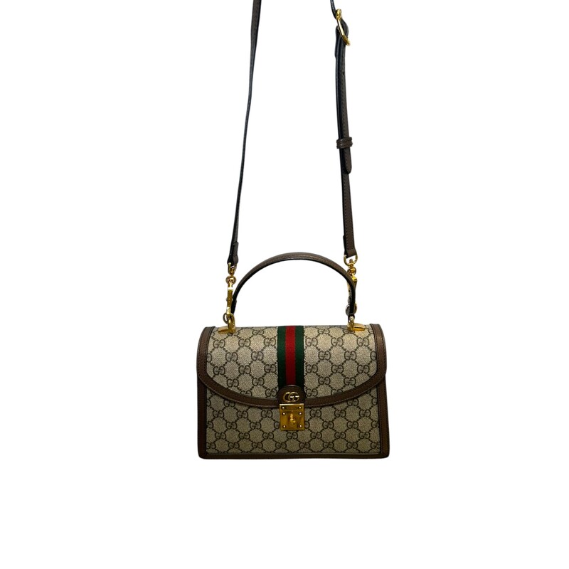 Gucci Ophidia Top Handle 2 Way Bag<br />
<br />
Style Code:651055 520981<br />
<br />
Dimensions: 10 L x 6 H inches<br />
<br />
In very good condition. Some scratching on the hardware.<br />
<br />
Does come with original dust bag and box.