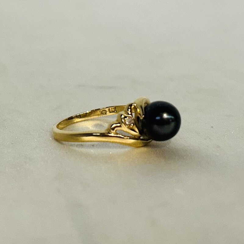 14k Gray Pearl Ring