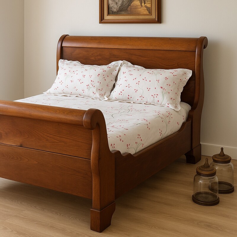 3/4 Antique Sleigh Bed,
Brown/Oak,
Size: 3/4 (50 X 70 In)