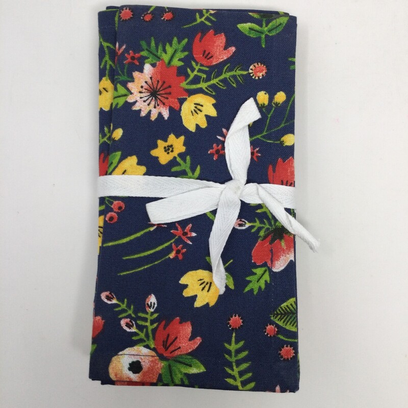 Floral Napkin Set,
Navy/Multi,
Size: Set Of 4