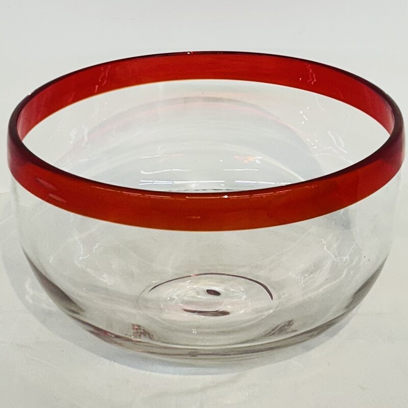 Red Rim Blown Glass Bowl