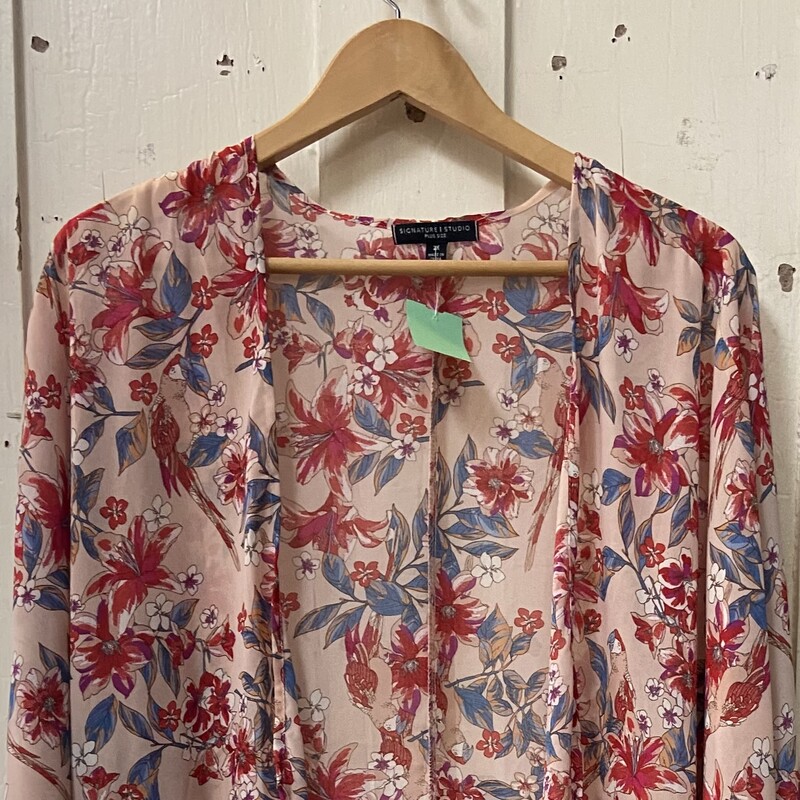 Pch/Rd/Blu Floral Kimono
