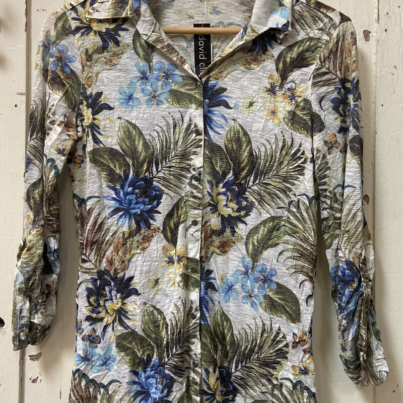 NWT Wt/blu/G Trop Shirt<br />
W/Blu/G<br />
Size: M R $125