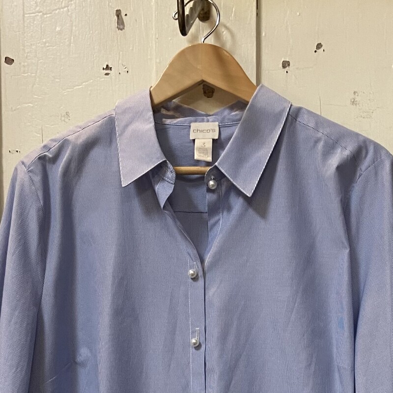 Blu Strp Eyelet Btt Shirt