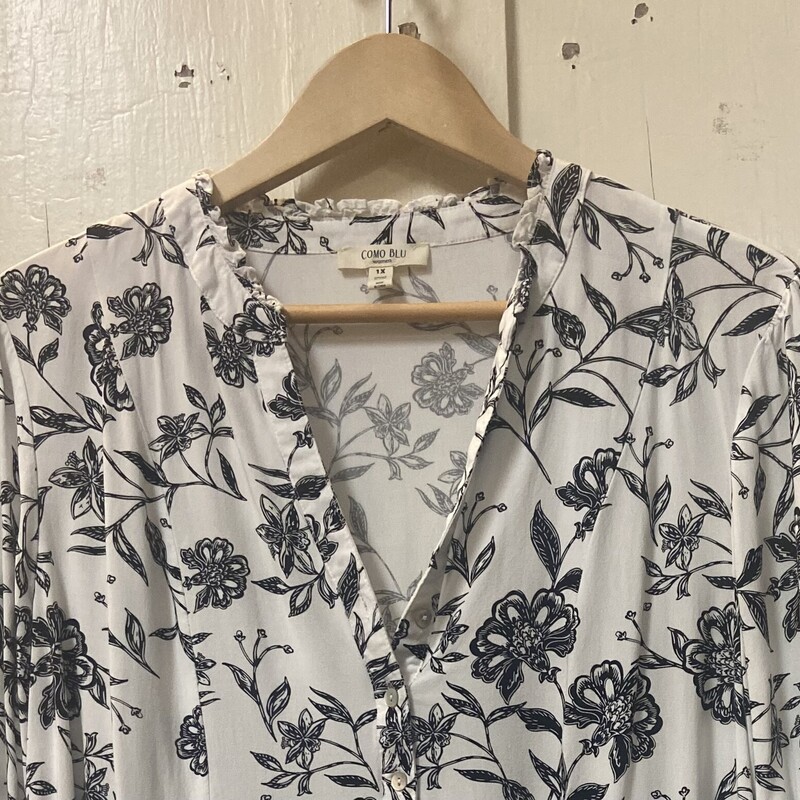 Wht/Blk Flrl Bttn Shirt