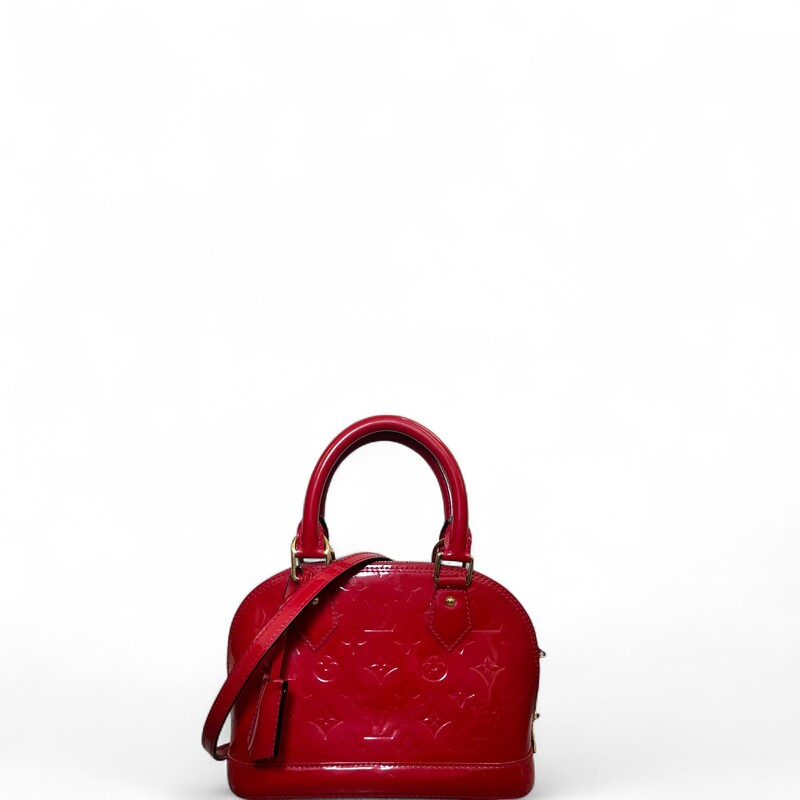 Louis Vuitton Alma Vernis BB Crossbody Two Way Bag

Date Code:MI2148

Dimensions:Length: 9 in x Height: 7 in xWidth: 4.5 in

In very good condition. Some minor marks through out the patent leather. Comes with the key. No lock.

Does not come with original dust bag. No box.