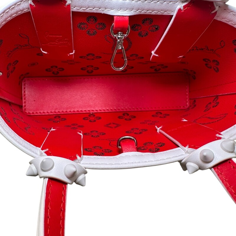 Louboutin Loubinthesky Cabata Nano Tote<br />
<br />
Dimnesions:7 L x 4.75 H inches<br />
<br />
In very good condition.<br />
<br />
Comes with the original dust baf. No box.