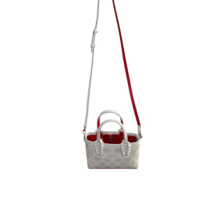 Louboutin Loubinthesky Cabata Nano Tote<br />
<br />
Dimnesions:7 L x 4.75 H inches<br />
<br />
In very good condition.<br />
<br />
Comes with the original dust baf. No box.