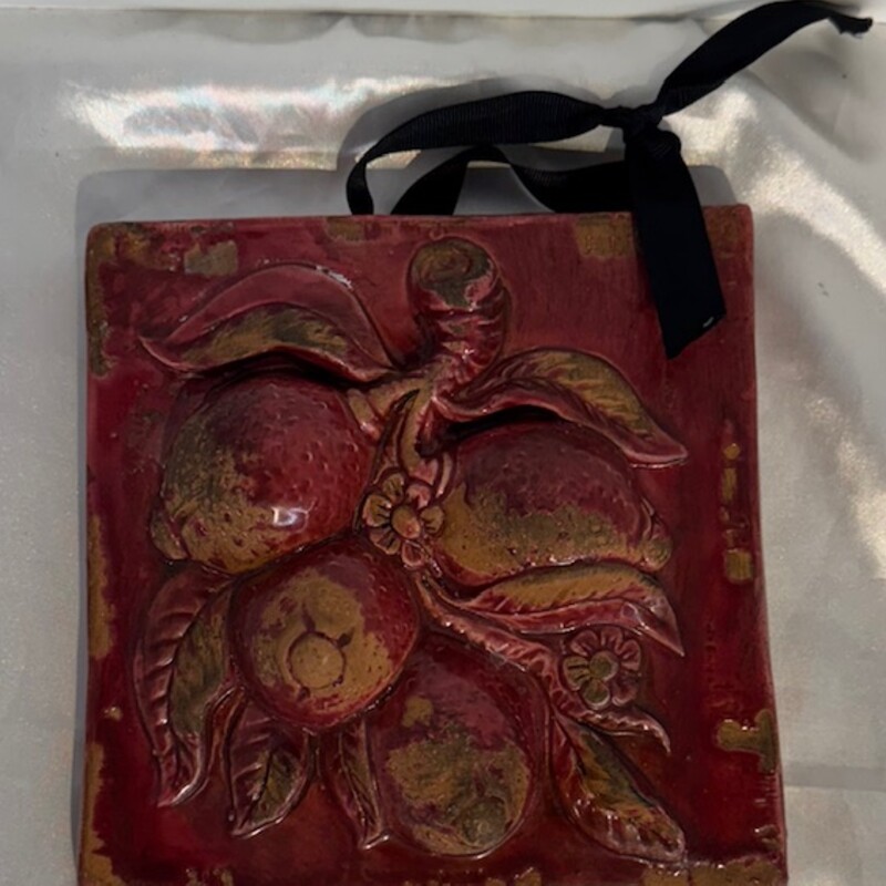 Vtg Distressed Fruit Tile
