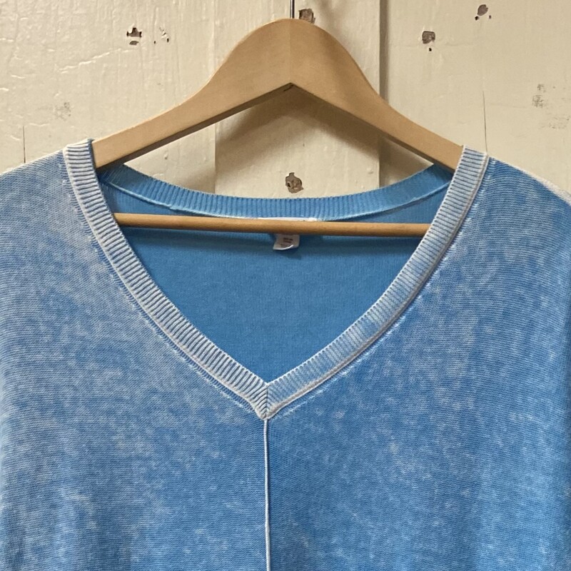 Blu/Wt Vneck Sweater