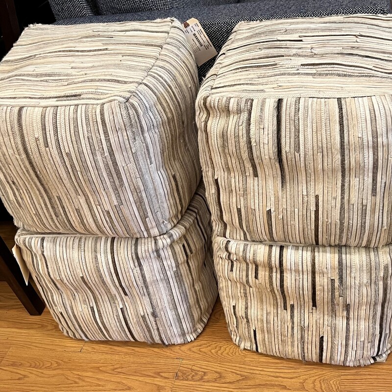 Arhaus Hide Hair Pouf, Cube, 18in x 18in x 18in