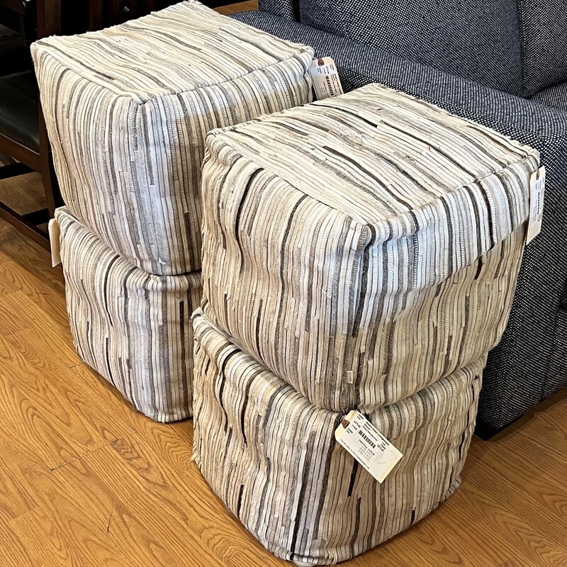 Arhaus Hide Hair Pouf, Cube, 18in x 18in x 18in