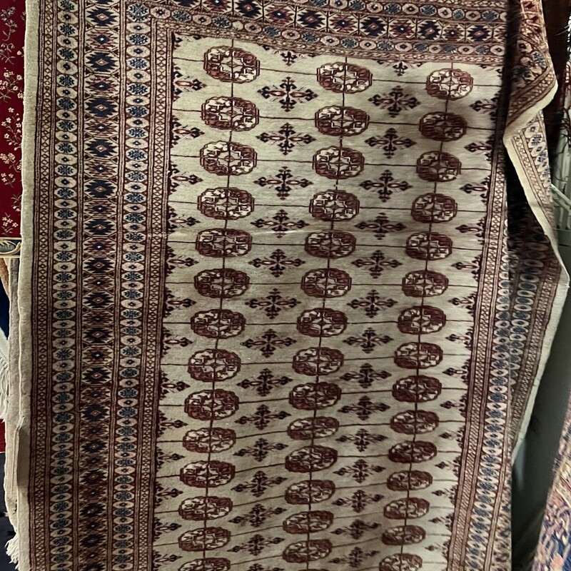 Bokhara Jaldar Wool Hand, Tan/Rose, 4ft x 6ft