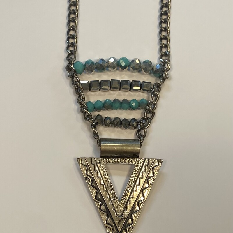 Slv/tur/gry Bead Necklace