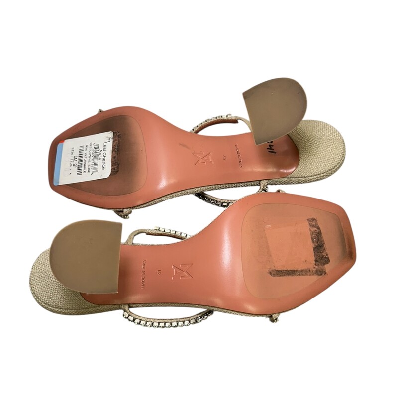 Amina Muaddi Gilda 70 Canvas Heels<br />
<br />
Size 41<br />
<br />
In very good condition. Light wear to the bottoms.<br />
<br />
Does not come with the original dust bag or box.