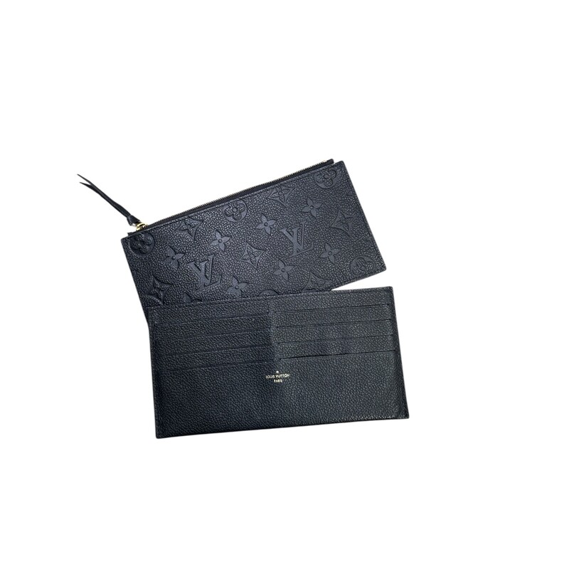 Louis Vuitton Felicie Black Empriente Chain Bag with card holder and pouchette inserts<br />
<br />
Date Code: Microchip<br />
<br />
Dimensions:<br />
8.5 W x 5 H x 1 D inches<br />
22 inches strap drop<br />
<br />
In very good condition. Scratching on the hardware.<br />
<br />
Does not come with the original dust bag or box.